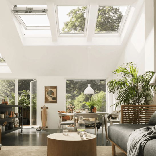Roof windows indoors